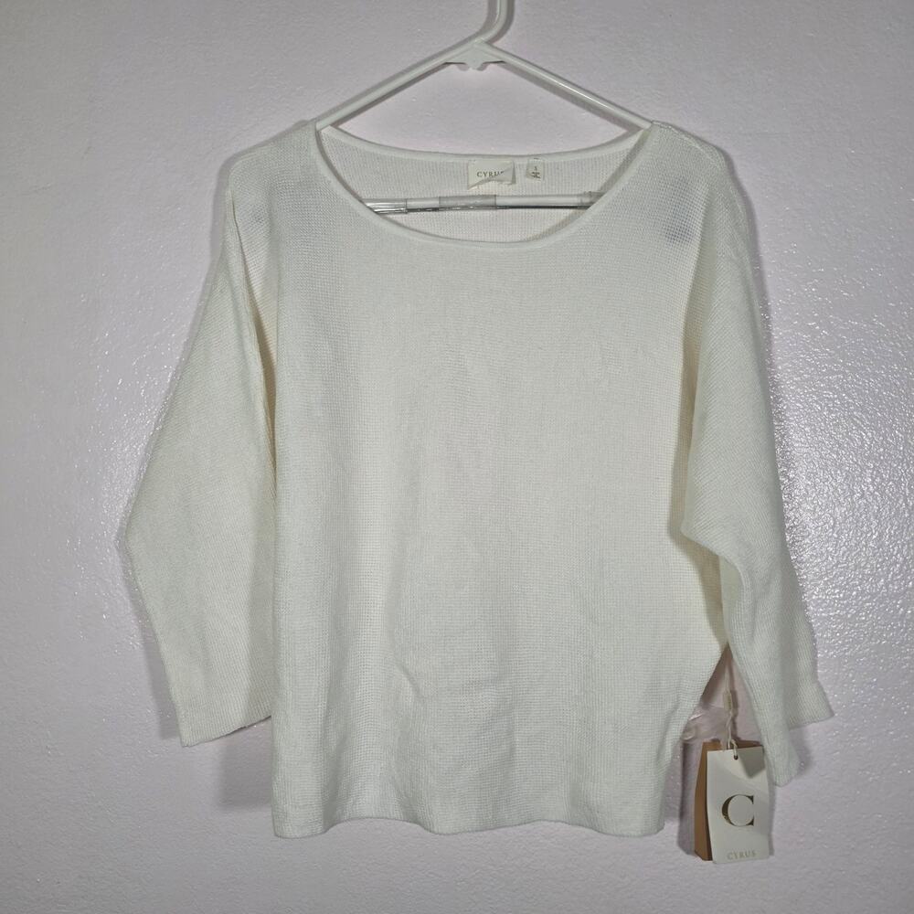 Cyrus Ivory Lightweight Knit Sweater 3/4 Sleeve NWT Women's S